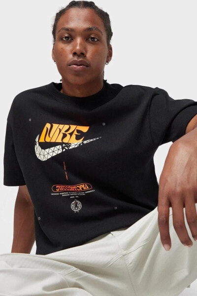 Sportswear Tee Max 90 Bol Kesim Siyah Erkek Spor Tişört