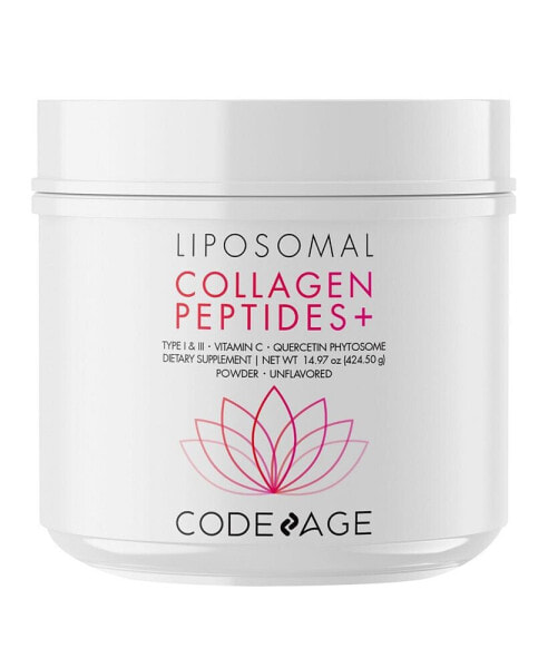 Liposomal Collagen Peptides Powder with Vitamin C & Quercetin Phytosome Supplement - 14.97oz