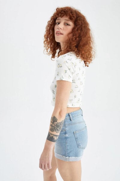 Топ Defacto Lemon Print Crop