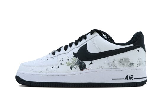 【定制球鞋】 Nike Air Force 1 Low 孤鹜齐飞 古风 做旧 休闲 低帮 板鞋 男女同款 黑白 / Кроссовки Nike Air Force DR9867-102