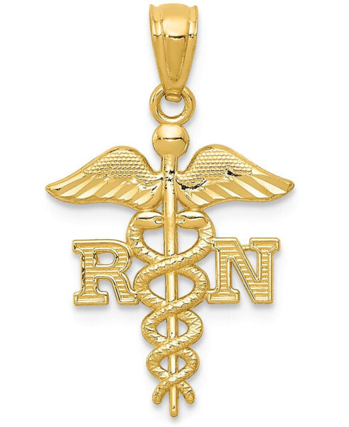 Registered Nurse Charm Pendant in 14k Yellow Gold