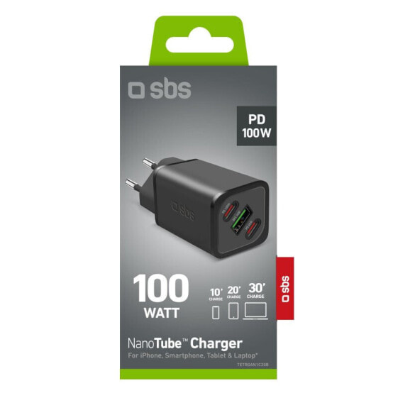 SBS PD Reiselader 100W 2x USB-C/1x USB GaN weiß