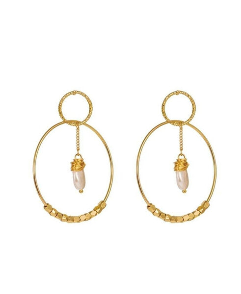 Pearl Double Hoop Earrings for Women