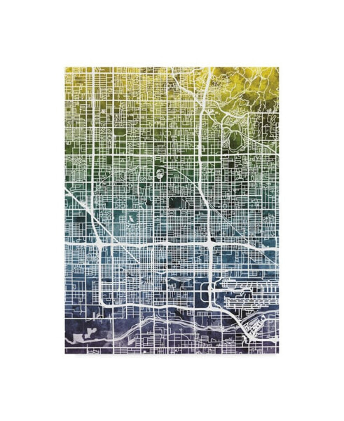 Michael Tompsett Phoenix Arizona City Map Blue Yellow Canvas Art - 37" x 49"