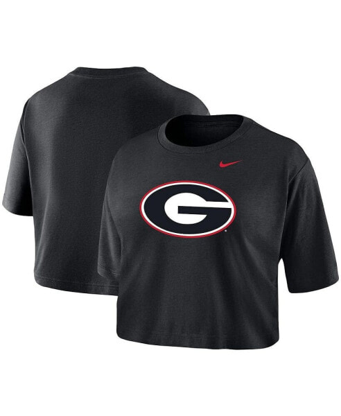 Women's Black Georgia Bulldogs Cropped Performance T-shirt