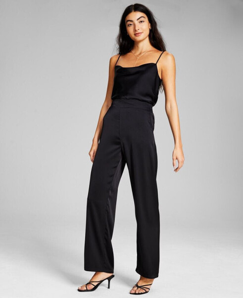 Women's Satin High-Rise Wide-Leg Pants