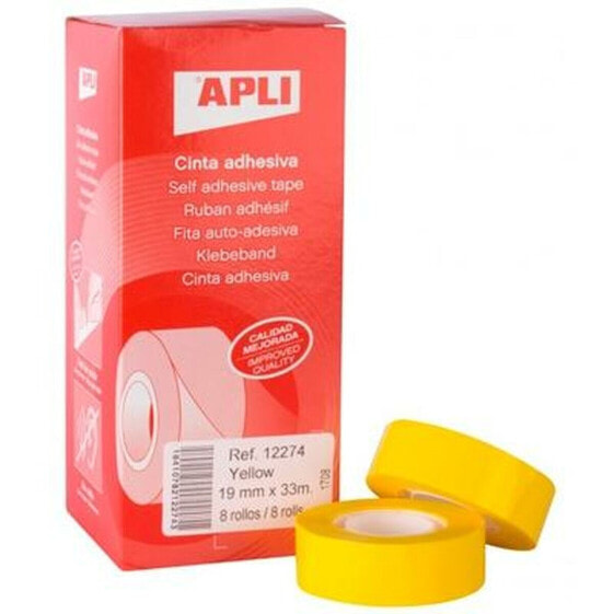 Клейкая лента Apli Жёлтый 8 Предметы 19 x 33 mm