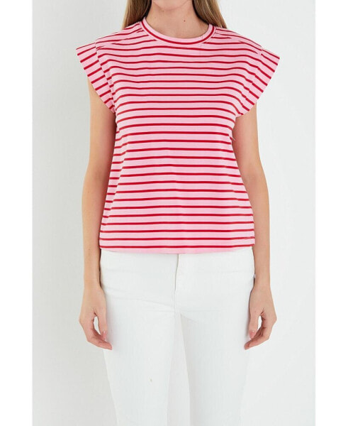 Women's Stripe Rib Cotton T-shirt
