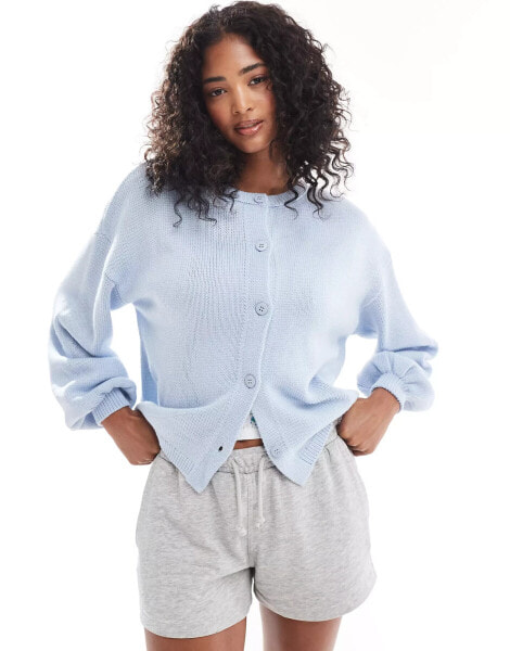 ASOS DESIGN knitted oversized cardigan in baby blue