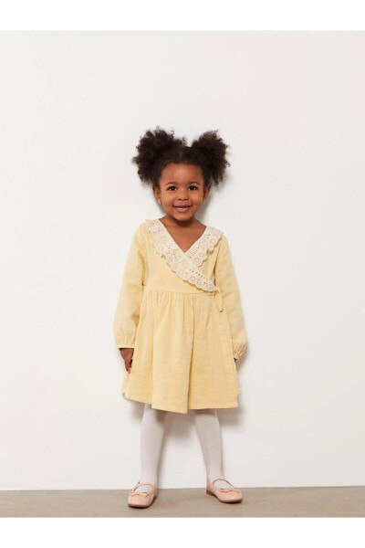 Платье для малышей LC WAIKIKI V-образным вырезом и длинными рукавами