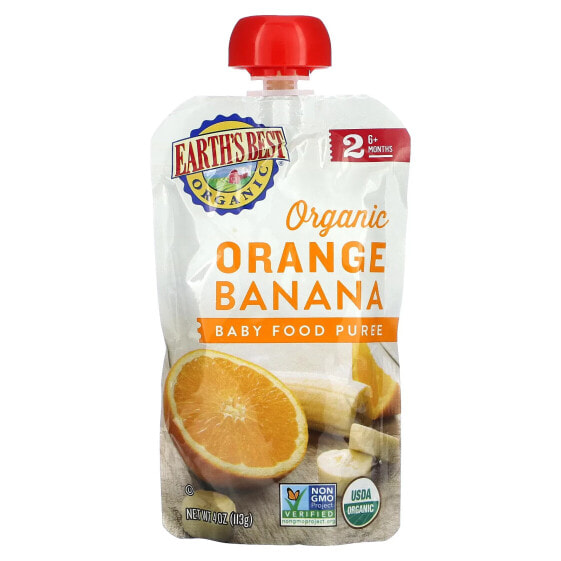 Earth's Best, органическое пюре для детского питания, для детей от 6 месяцев, апельсин и банан, 113 г (4 унции)