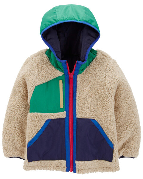 Toddler Colorblock Faux Sherpa Mid-Weight Jacket 4T