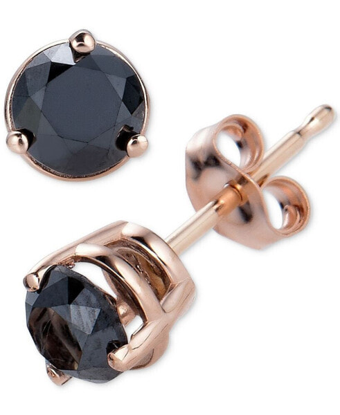 Серьги Macy's Black Diamond Stud  in 14k Rose Gold