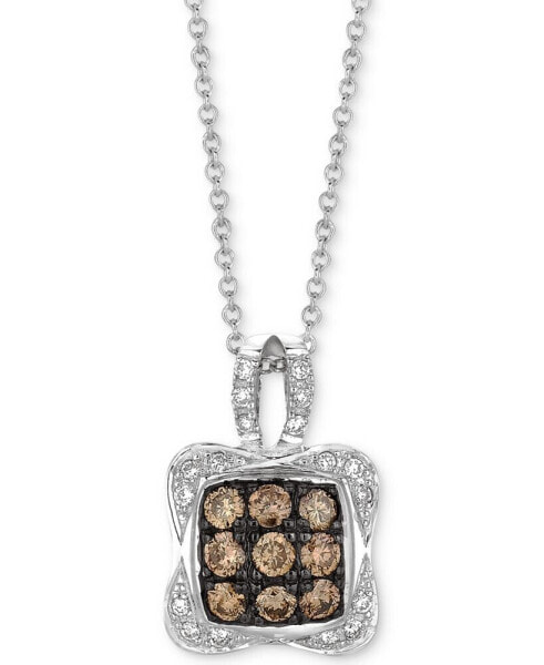 Le Vian chocolatier® Diamond Square Cluster 18" Pendant Necklace (1/2 ct. t.w.) in 14k White Gold