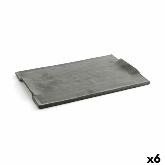 Snack tray Quid Mineral Gres Black Ceramic 35 x 23 cm (6 Units)