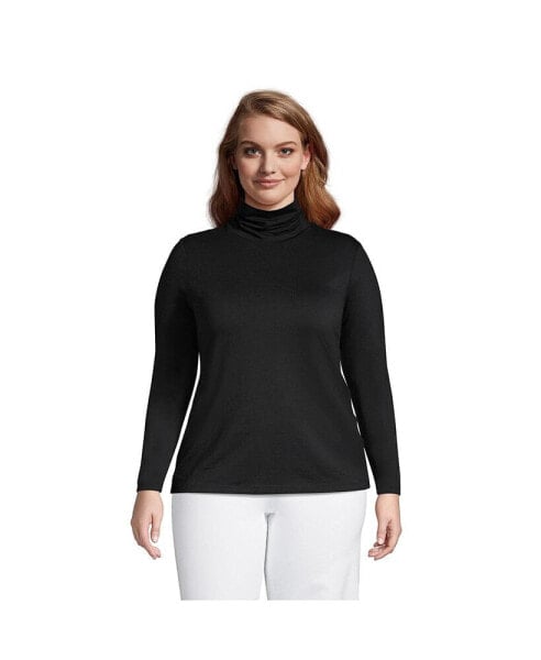 Women's Plus Size Lightweight Fitted Long Sleeve Turtleneck Tee