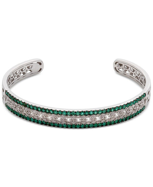 Sapphire (1-3/4 ct. t.w.) & Diamond (1/10 ct. t.w.) Bangle Bracelet in Sterling Silver (Also Available in Ruby & Emerald)