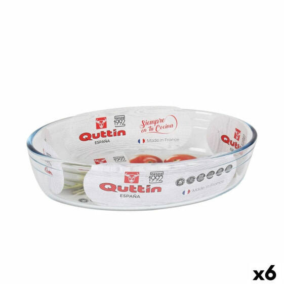 Форма для выпечки Quttin Стеклянная Овальная 1,8 L 26,2 х 17,8 х 6,1 см (6 штук)