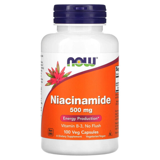 Витамины группы B NOW Ниацинамид, 500 мг, 100 вегетарианских капсул