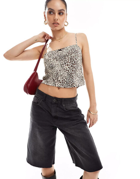 Pull&Bear bow front cami in leopard print