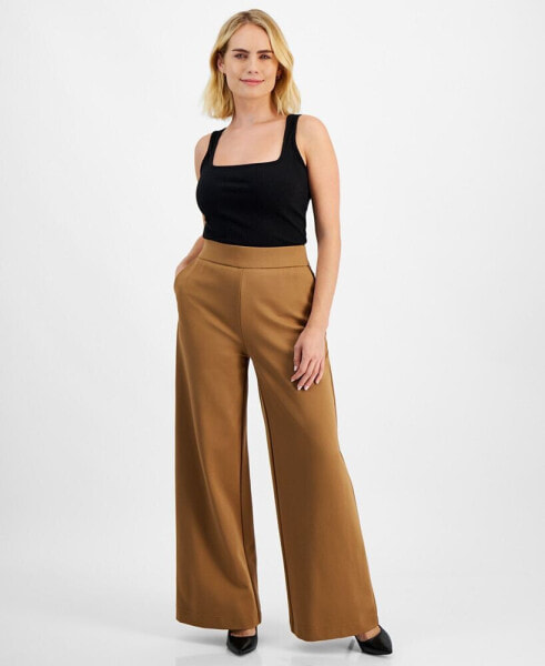 INC Petite High-Rise Wide-Leg Ponte Pants, Created for Macy's