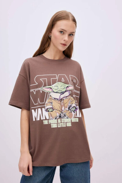 Unisex Coool Star Wars Oversize Fit Bisiklet Yaka Sırt Baskılı Kısa Kollu Tişört