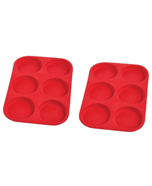 Mrs. Anderson’s Baking Set of 2 Silicone 6-Cup Muffin Top Pan, BPA Free, Non-Stick European-Grade Silicone, 13.18" x 9" x 0.6"