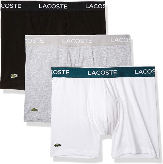 Белье Lacoste 296207 Мужской Классический Комплект из 3 Трусов с Хлопком и Эластаном Размер М