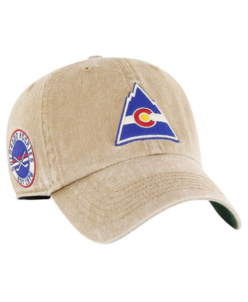 Men's Khaki Distressed CO Rockies Vintage-Like Hockey Earldor Clean Up Adjustable Hat