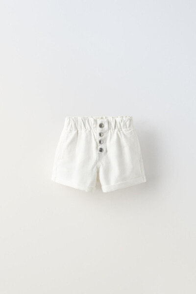 Denim bermudas shorts with elastic detail