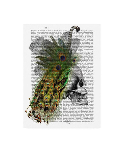 Fab Funky Skull with Feather Headdress Canvas Art - 15.5" x 21"