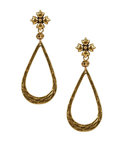 Gold-Tone Floret & Tear-Shape Drop Earrings