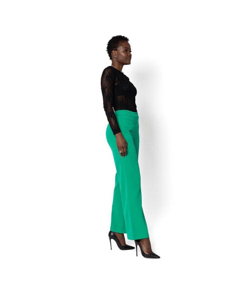 Women's Wide-Leg Emerald Green High-Waist Pants