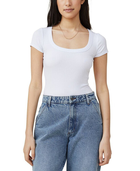 Staple Rib Scoop Neck Short Sleeve Top