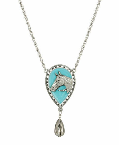 2028 women's Enamel Horse Head Necklace