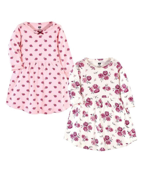Baby Girls Cotton Long-Sleeve Dresses 2pk, Rose