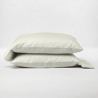Standard 500 Thread Count Washed Supima Sateen Solid Pillowcase Set Natural -