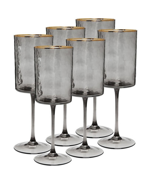 Smoked Square Shaped Wine Glasses 6 Piece Set, Service for 6