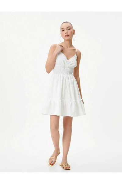 4sal80049ıw 000 Beyaz Genç Kız Dokuma Elbise