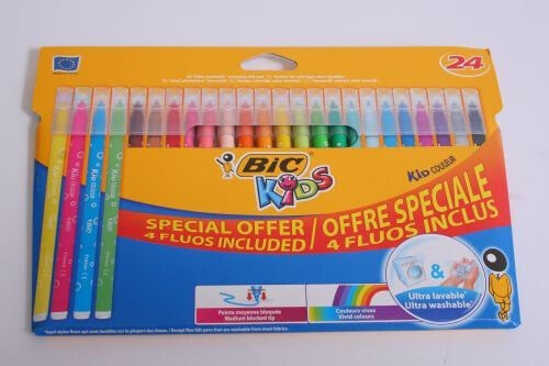 Фломастеры детские BIC Couleur Fluo для малышей 24 цвета