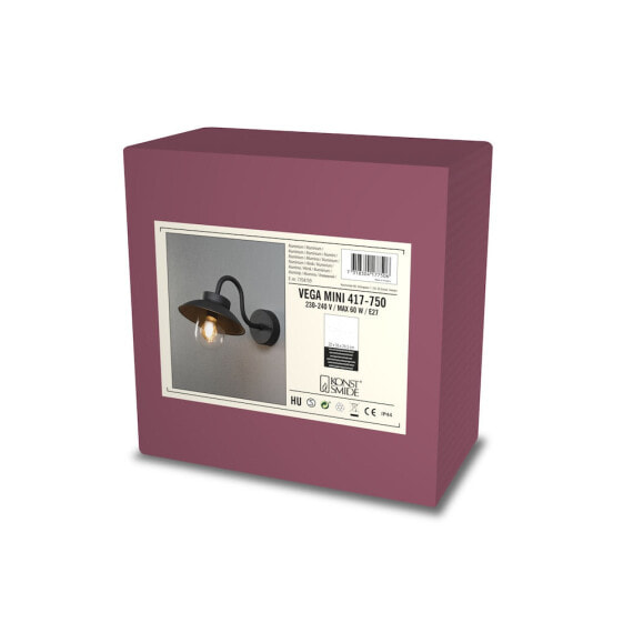 Konstsmide Vega Mini wall black E27 - Outdoor wall lighting - Black - Aluminium - IP44 - Facade - I