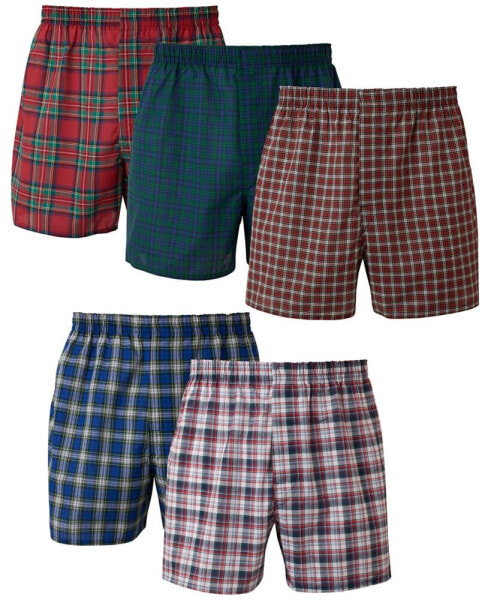 Men's 5-Pk. Ultimate® FreshIQ® Tartan Print Woven Boxers