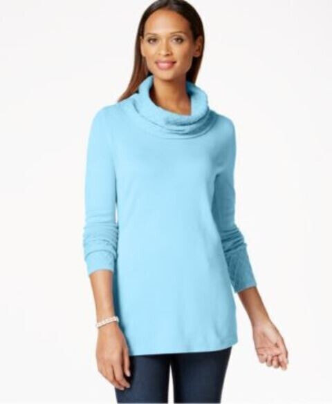 JM Collection Women's Long Sleeve Cowl Neck Sweater Blue Size XL