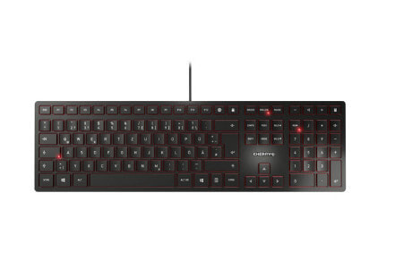Cherry KC 6000 SLIM Corded Keyboard - Black - USB (QWERTY - UK) - Full-size (100%) - Wired - USB - QWERTY - Black