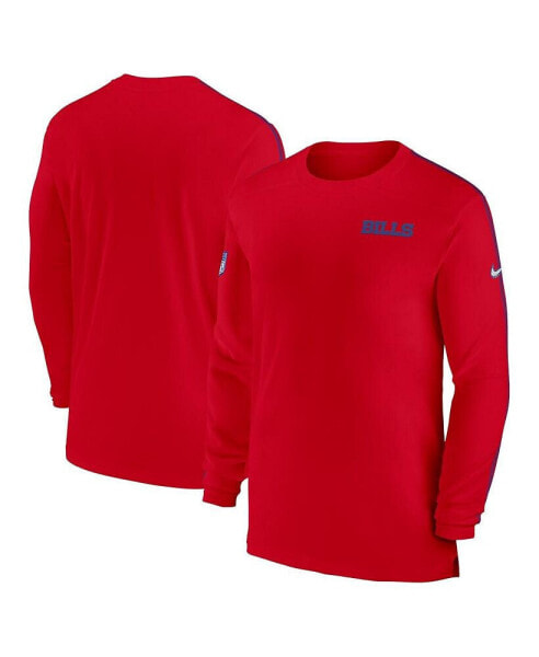 Men's Red Buffalo Bills Sideline Coach UV Performance Long Sleeve T-Shirt