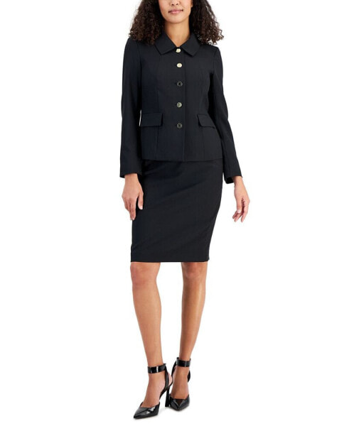 Button-Up Slim Skirt Suit, Regular and Petite Sizes