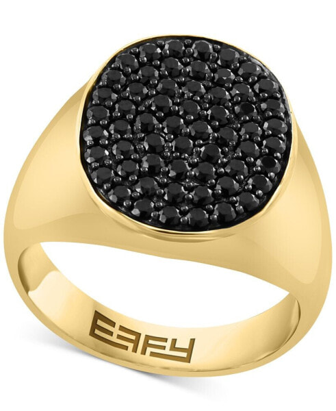 EFFY® Men's Black Spinel Oval Cluster Ring (1-5/8 ct. t.w.) in Gold-Plated Sterling Silver
