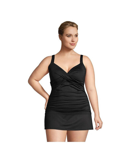Plus Size G-Cup Chlorine Resistant Wrap Underwire Tankini Swimsuit Top