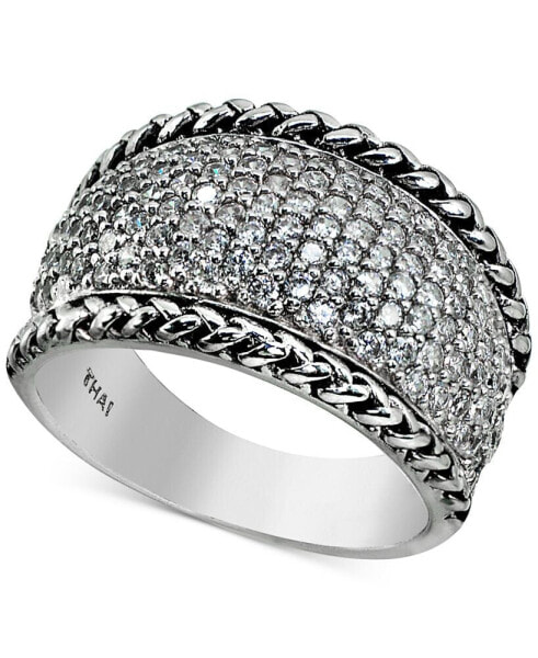 Cubic Zirconia Pavé Statement Ring in Sterling Silver
