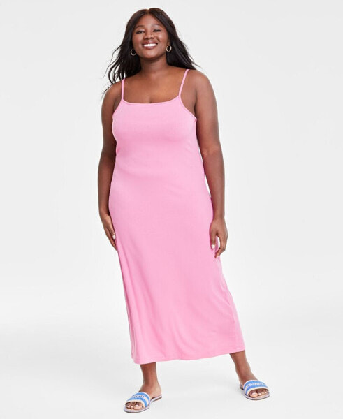 Trendy Plus Size Ribbed Midi Dress, Created for Macy's